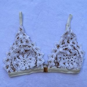 For love and lemons skivvies lace triangle bralette top in white